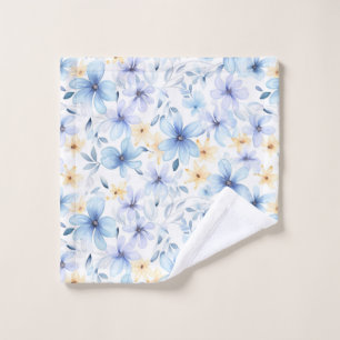 watercolor blue floral seamless wash cloth
