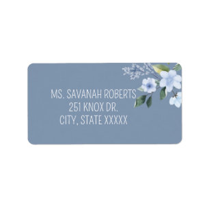 Watercolor Blue Floral Wedding Return Label