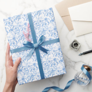 Watercolor Blue Floral Wrapping Paper