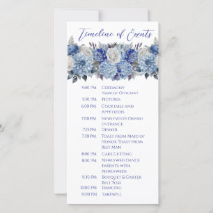 Watercolor Blue Flower Bouquet-Wedding Program-