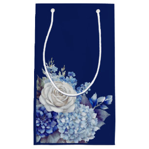 Watercolor Blue Flower Bouquet-Wedding- Small Gift Bag