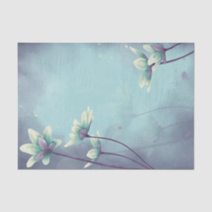 Watercolor Blue Flower Floral Decoupage Tissue Paper