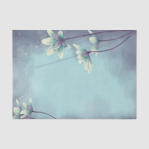 Watercolor Blue Flower Floral Decoupage Tissue Paper