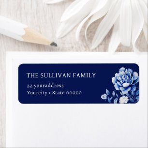 Watercolor blue flower return address label