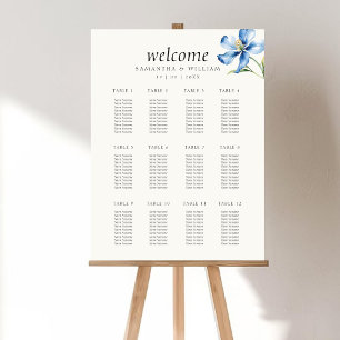 Watercolor Blue flower Wedding seating chart