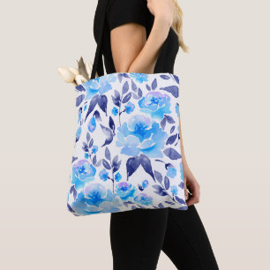 Watercolor blue flowers 2 tote bag