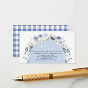  Watercolor blue flowers  baby shower books for ba Enclosure Card