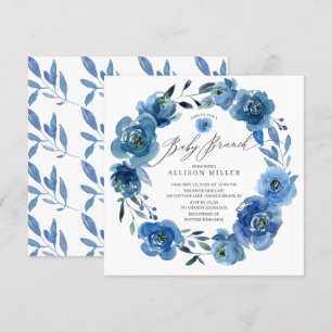 Watercolor Blue Flowers Baby Shower Brunch Invitation