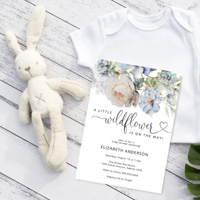 Watercolor Blue Flowers Baby Shower Invitation (Creator Uploaded)