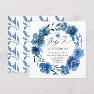 Watercolor Blue Flowers Baby Shower Tea Invitation
