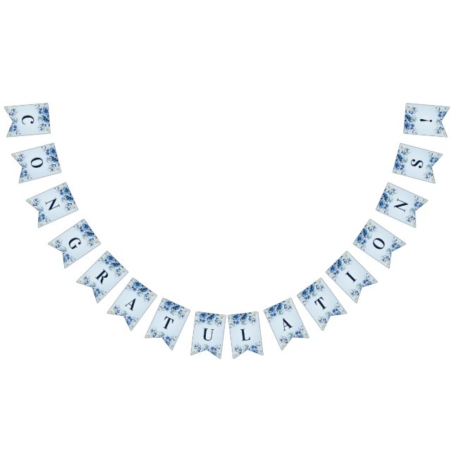 Watercolor Blue Flowers Bunting Flag (All)