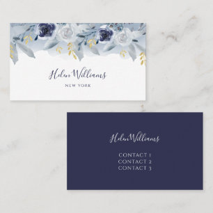 watercolor blue flowers business card