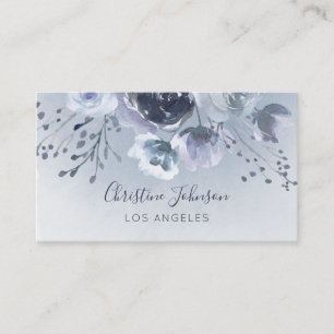 watercolor blue flowers business card