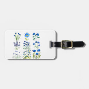 Watercolor Blue Flowers Collection Chic Rustic Luggage Tag