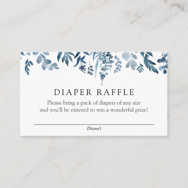 Watercolor Blue Flowers Diaper Raffle insert card (Front)