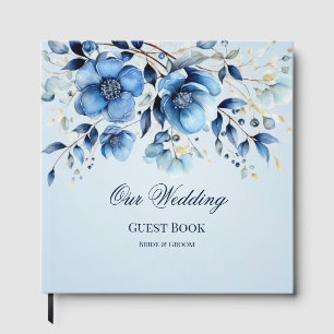 Watercolor Blue Flowers Guest Book