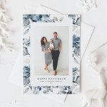 Watercolor Blue Flowers Happy Hanukkah Photo Holiday Card<br><div class="desc">Happy Hanukkah! Send warm holiday greetings to your family and friends with this customisable Hanukkah card. It features a watercolour pattern of blue flowers. Personalise this photo Hanukkah card by adding your details. This botanical Hanukkah card is available in a variety of cardstock.</div>