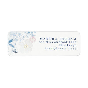 Watercolor Blue flowers Label
