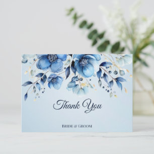 Watercolor Blue Flowers Thank You Card