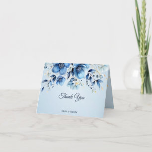 Watercolor Blue Flowers Thank You Card