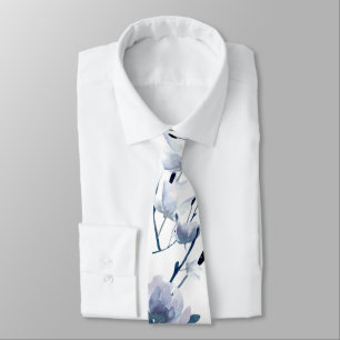 watercolor blue flowers tie