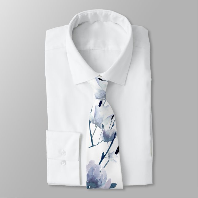watercolor blue flowers tie (Tied)