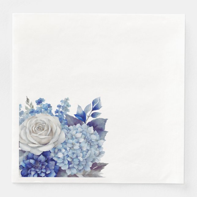 Watercolor Blue Flowers-Wedding- Napkin (Front)