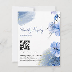 Watercolor Blue Flowers Wedding RSVP Card