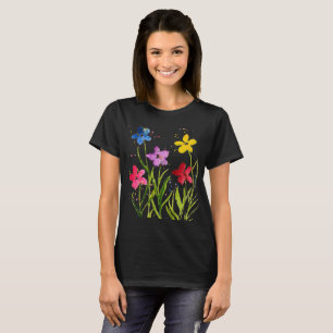 Watercolor Blue Flowers Wildflowers Summer Nature T-Shirt