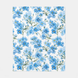 Watercolor Blue Forget Me Not Flower Pattern Fleece Blanket