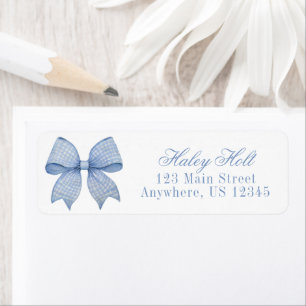 Watercolor Blue Gingham Bow