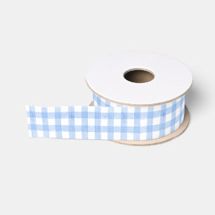 Watercolor Blue Gingham Grosgrain Ribbon