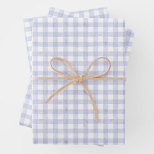 Watercolor Blue Gingham Wrapping Paper Sheet