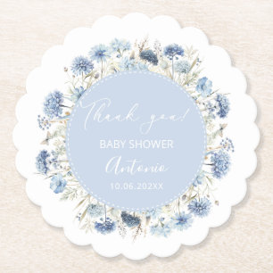 Watercolor Blue girl Boy baby shower Paper Coaster