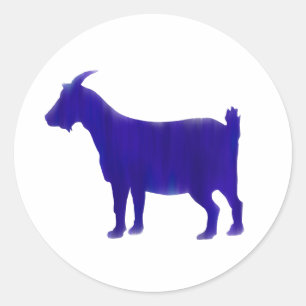 Watercolor Blue Goat Round Sticker