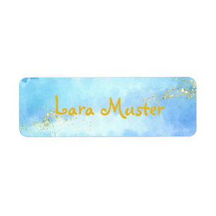 Watercolor - blue - Gold glitter