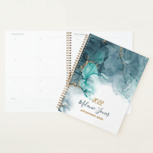 Watercolor blue gold glitter appointment book planner