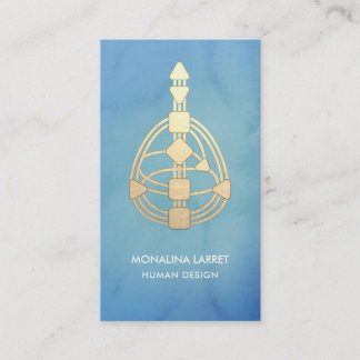 Watercolor Blue | Gold Human Design Body Graph Business Card