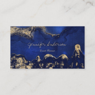 Watercolor Blue & Gold Marble Business Card