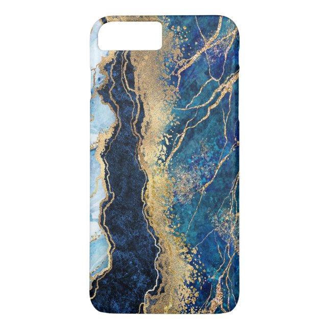 Watercolor Blue Gold Marble  Case-Mate iPhone Case (Back)