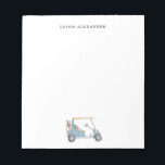 Watercolor Blue Golf cart Personalised  Notepad<br><div class="desc">Hand painted watercolor golf cart and golf bag Personalised note pad,  make perfect gift for golf lovers.</div>