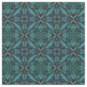 Watercolor Blue Green Azulejo Spanish Tile Fabric