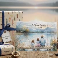 Watercolor Blue Green Fishing Dad Happy Birthday