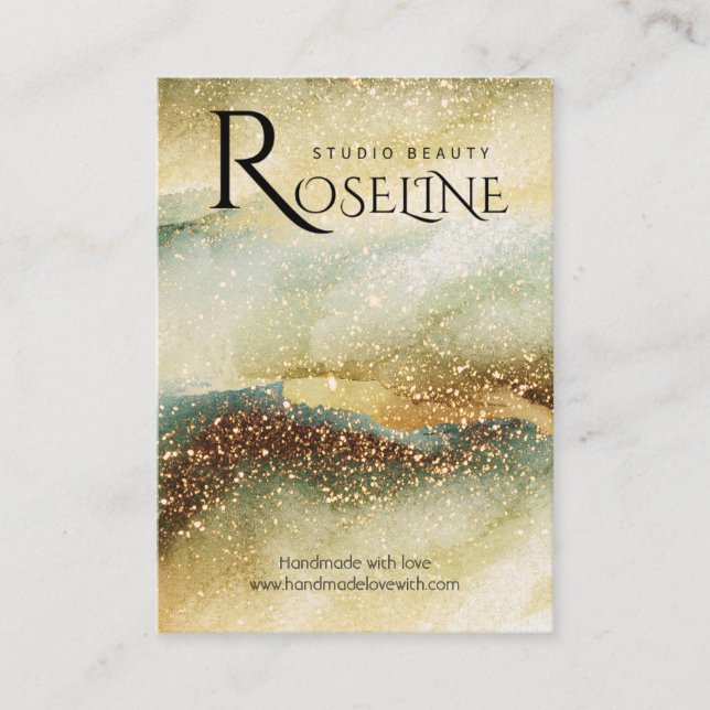 Watercolor Blue green glitter jewlery  Display Business Card (Front)