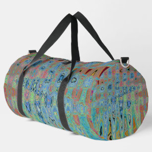 Watercolor Blue Groovy Abstract Retro Atomic Waves Duffle Bag
