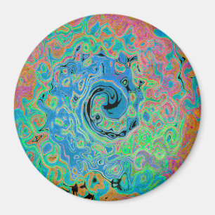 Watercolor Blue Groovy Abstract Retro Liquid Swirl Magnet