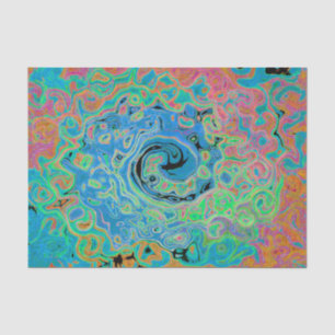 Watercolor Blue Groovy Abstract Retro Liquid Swirl Tissue Paper