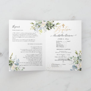 Watercolor Blue Gum Eucalyptus LDS Baptism Program Holiday Card