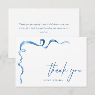 Watercolor Blue Hand Drawn Bow Thank You