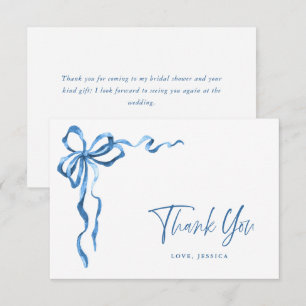 Watercolor Blue Hand Drawn Bow Thank You